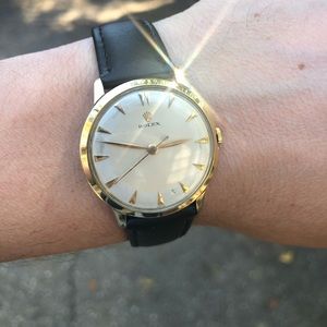 ROLEX Mens 14K Gold c.1960 Vintage Swiss Lux LV481